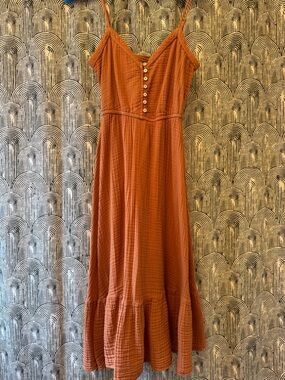 Aerie Rust Sundress with Button Front